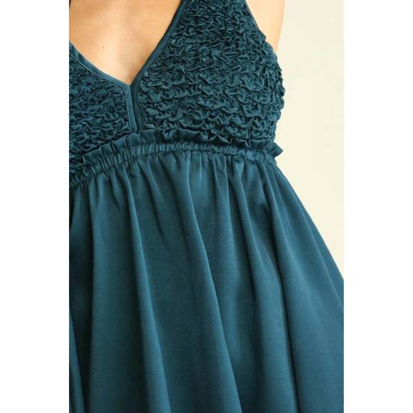 NEW GIGIO satin halter open back top in teal - Picture 4 of 5